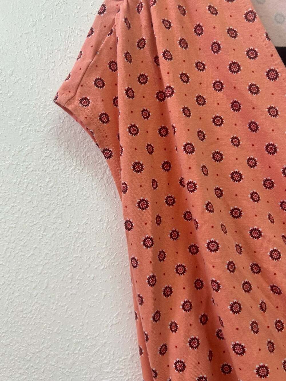 Lands' End Peach Floral Print Faux Wrap Jersey Maxi Dress - Picture 5 of 8